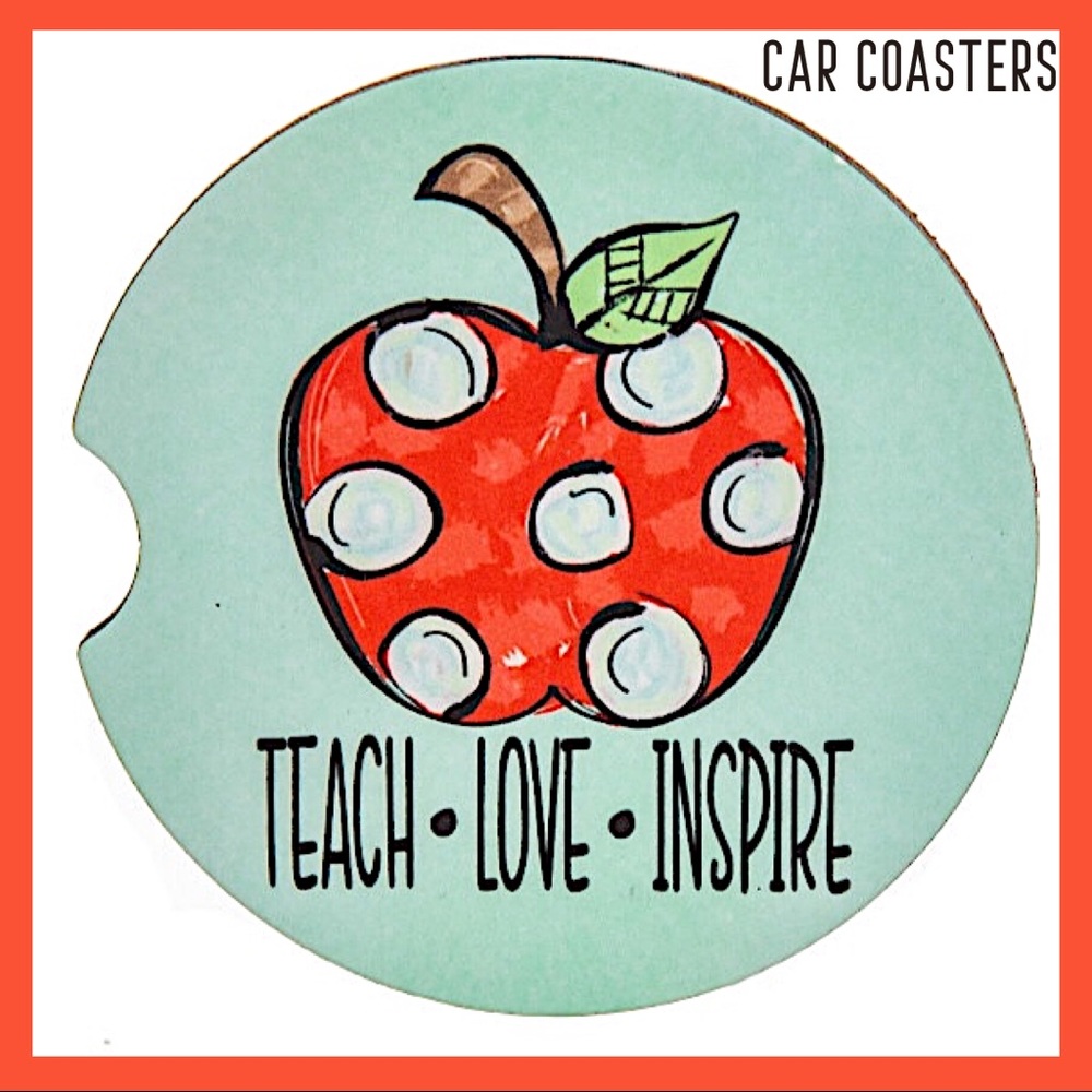 Teach Love Inspire 2-Pack Stoneware Car Coasters